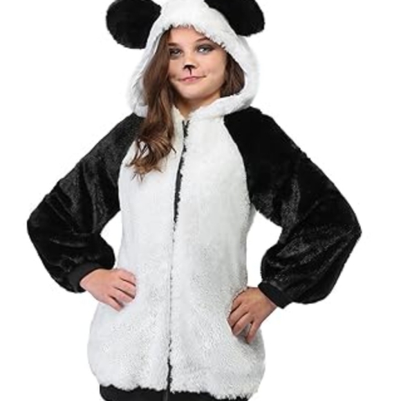 Black and White Hooded Panda Jacket. SIZE 2 X - Picture 1 of 10